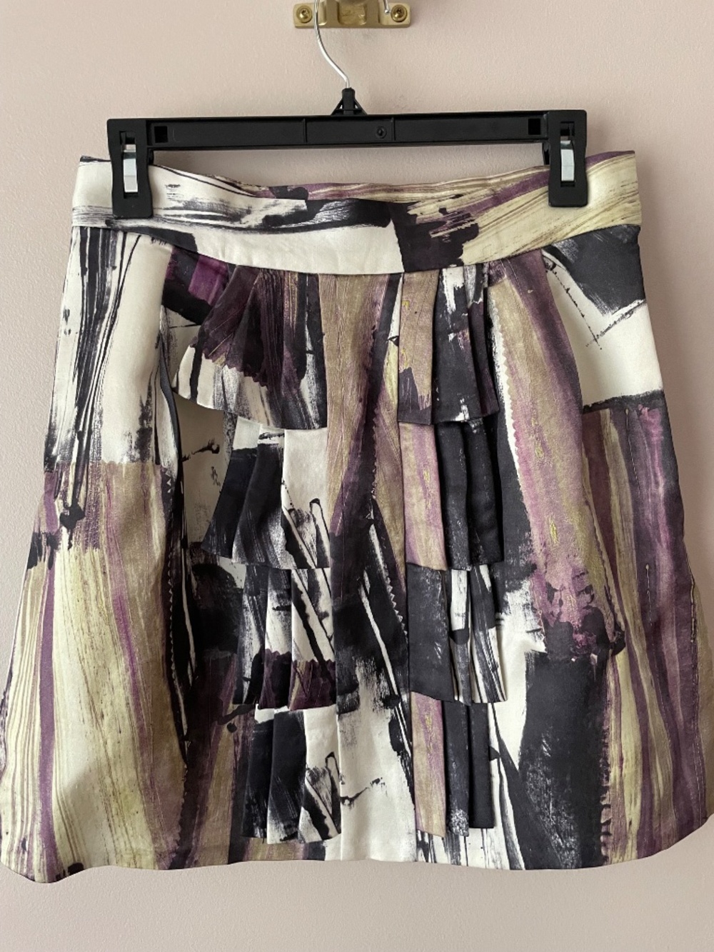 Anthropologie High Waist Abstract Print Mini Skirt Accordion Panel By Fei Size 8